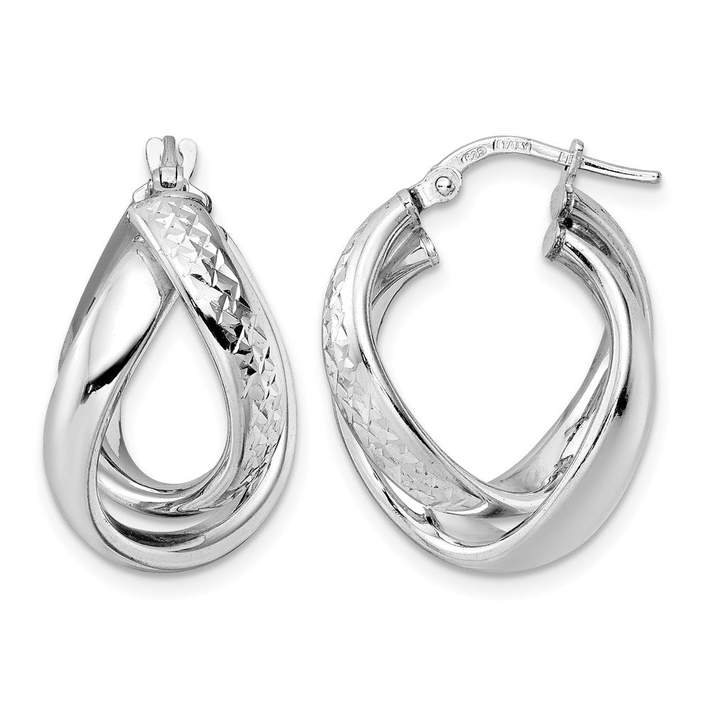 Sterlingsilber Rhodiniert Poliert Diamantiert Creolen
