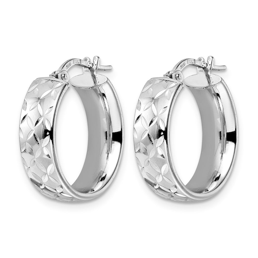 Sterlingsilber Rhodiniert Poliert Diamantiert Creolen