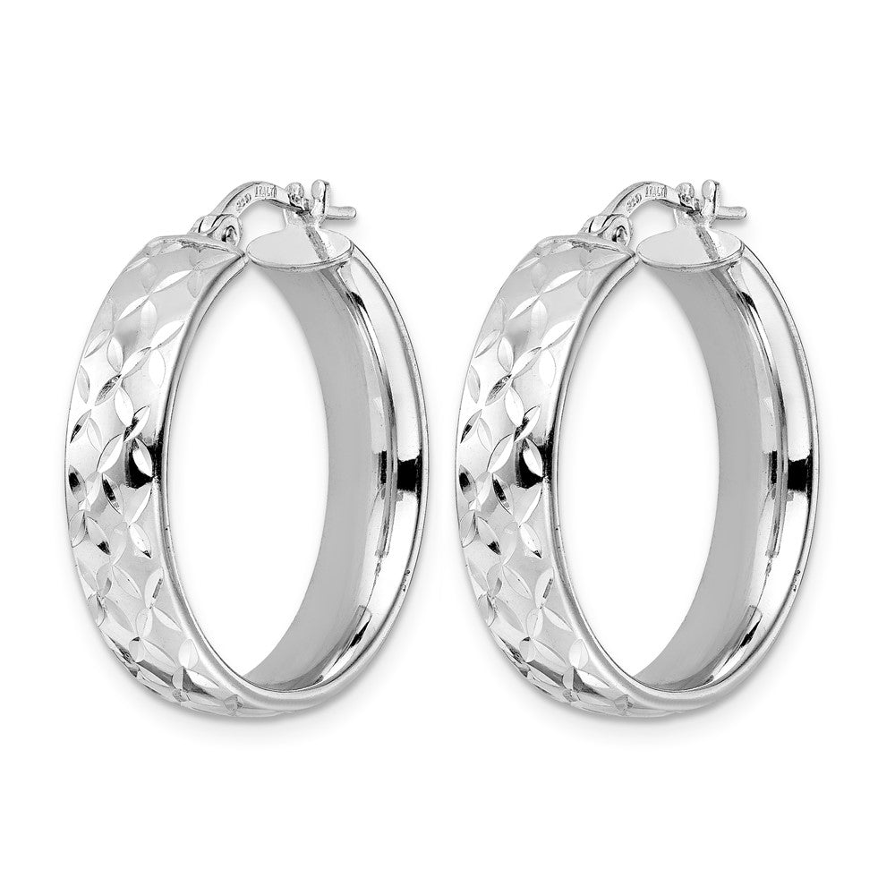 Sterlingsilber Rhodiniert Poliert Diamantiert Creolen