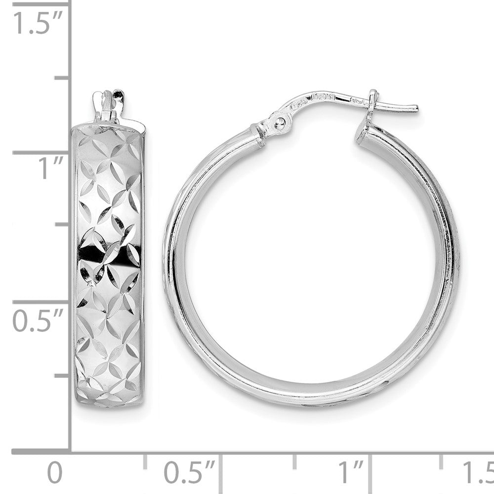 Sterlingsilber Rhodiniert Poliert Diamantiert Creolen