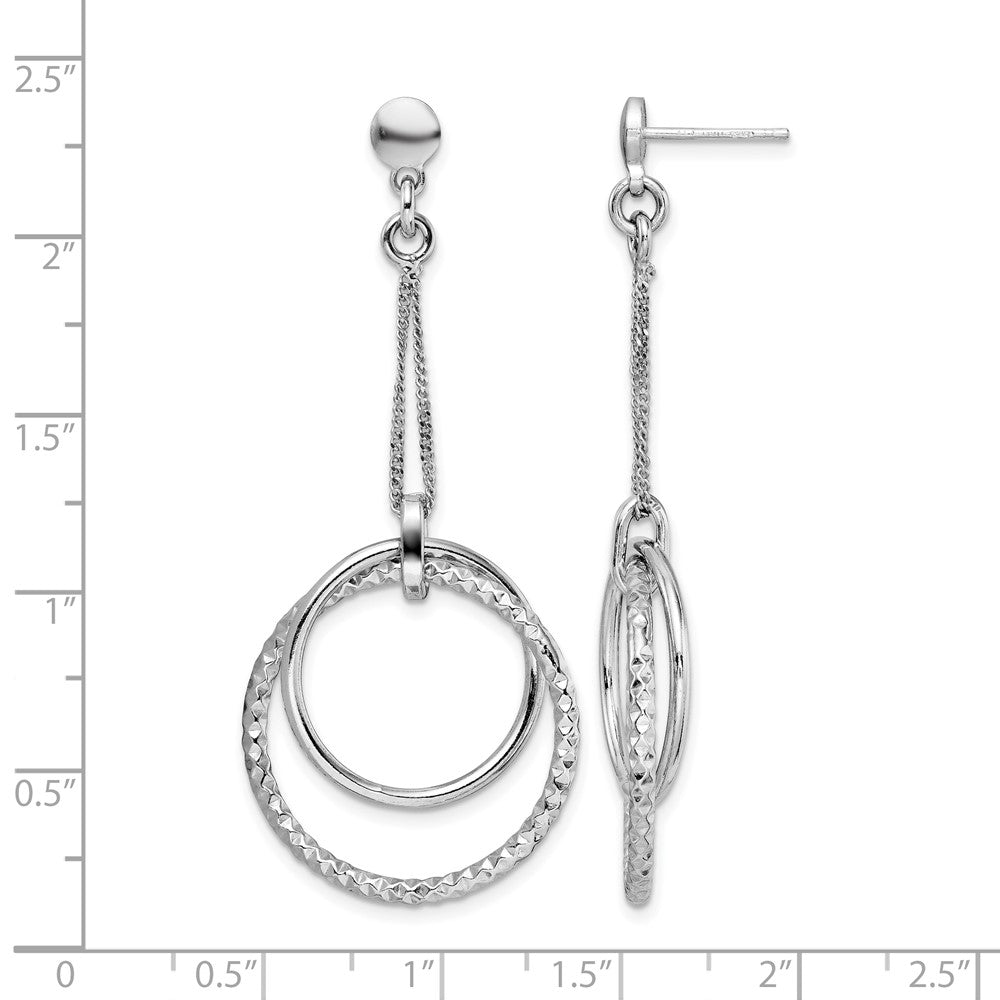 Sterlingsilber Rhodiniert Poliert Diamantiert Stecker Ohrhänger