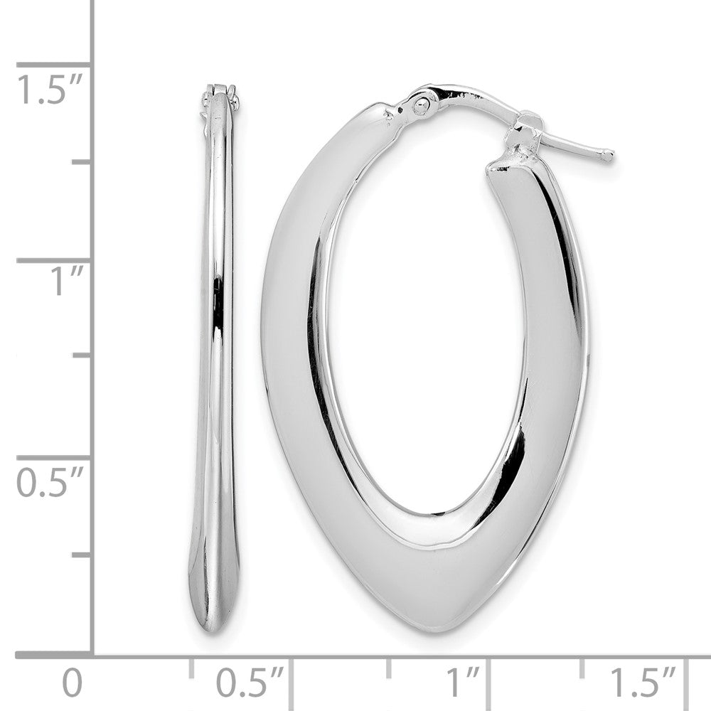 Sterlingsilber Rhodiniert Poliert Oval Creolen