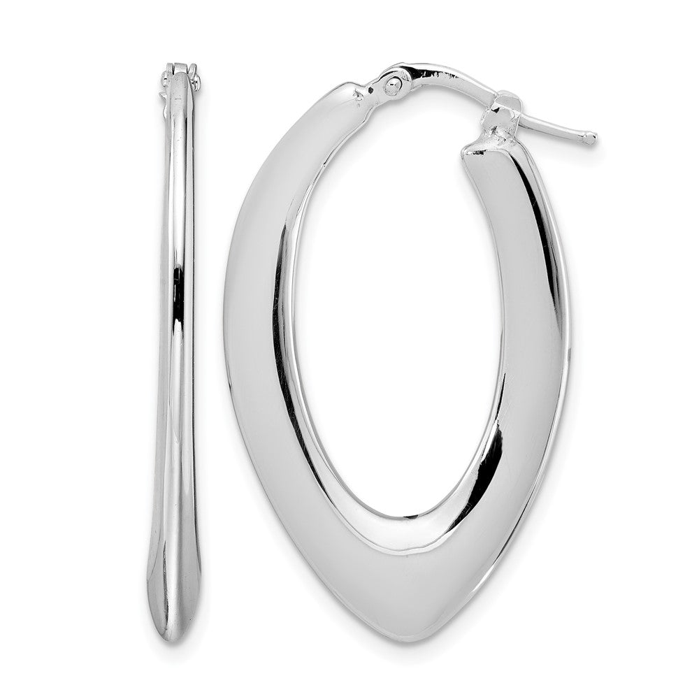 Sterlingsilber Rhodiniert Poliert Oval Creolen