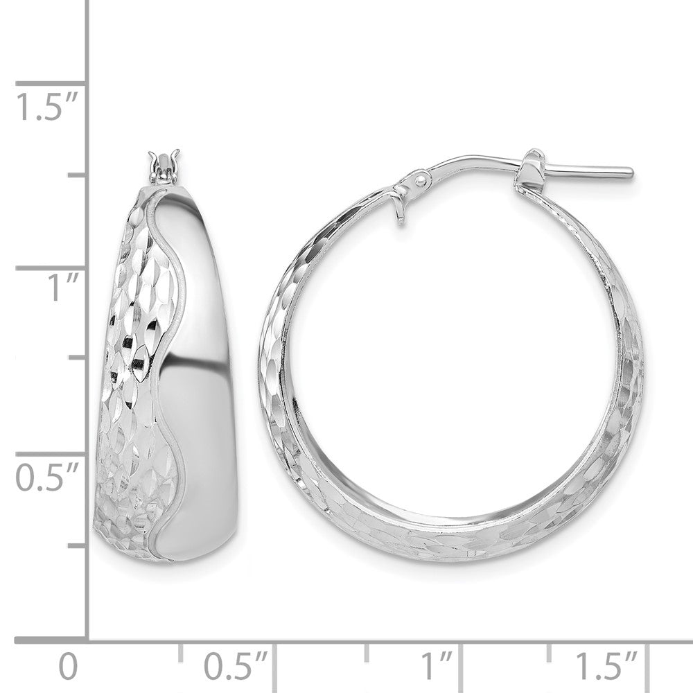 Sterlingsilber Rhodiniert Poliert und Strukturiert Creolen