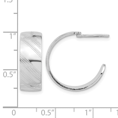 Sterlingsilber Rhodiniert Geätzt Stripe Creolen