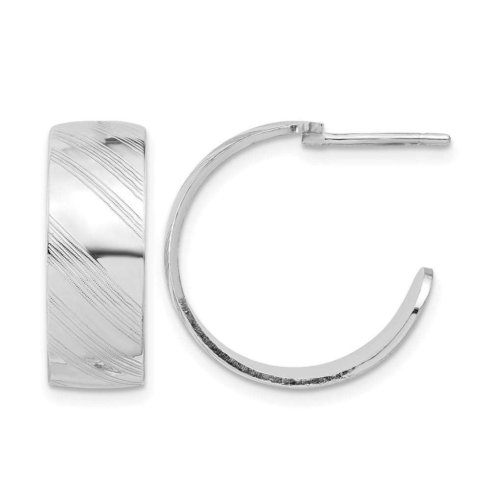 Sterlingsilber Rhodiniert Geätzt Stripe Creolen