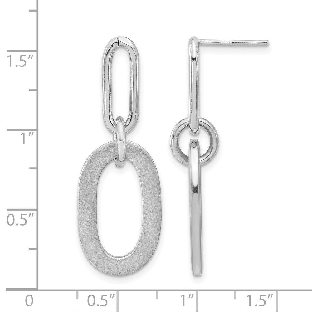 Sterlingsilber Rhodiniert Poliert und Satiniert Oval Ohrhänger