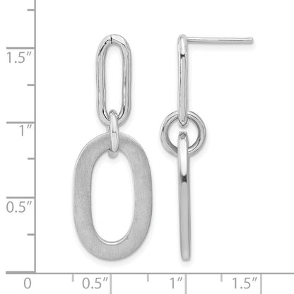 Sterlingsilber Rhodiniert Poliert und Satiniert Oval Ohrhänger