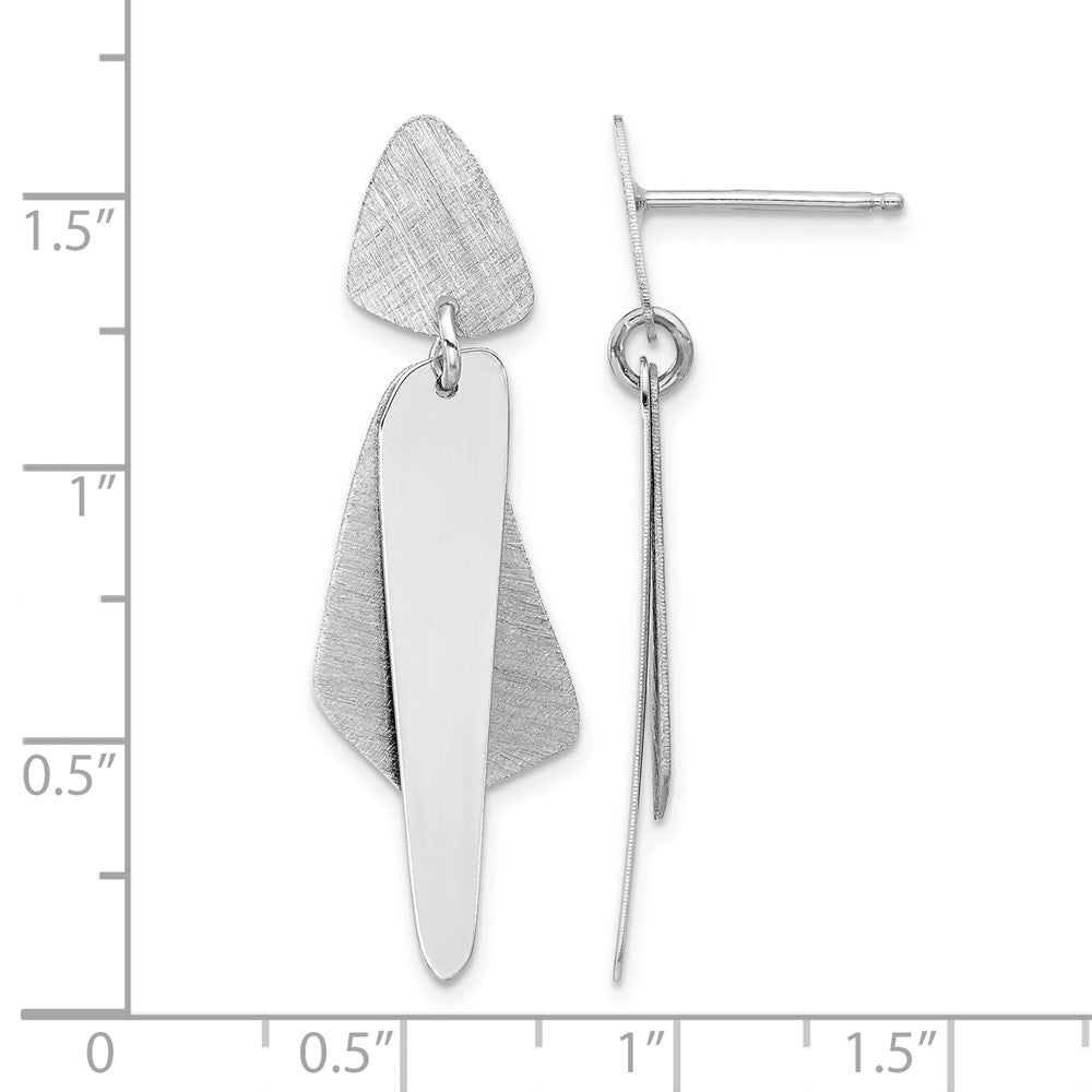Sterlingsilber Rhodiniert Poliert und Gebürstet Stecker Hängend Ohrring