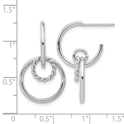 Sterlingsilber Rhodiniert Poliert und Strukturiert Stecker Hängend E