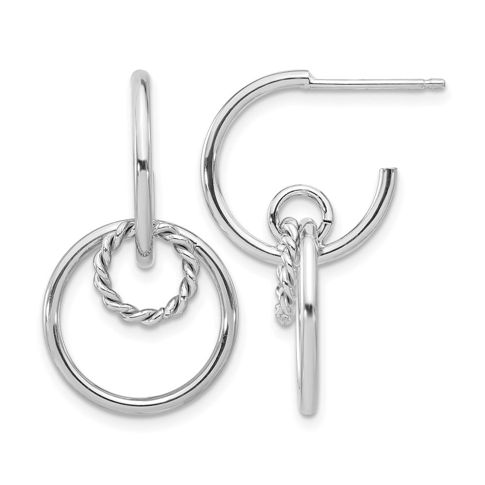 Sterlingsilber Rhodiniert Poliert und Strukturiert Stecker Hängend E