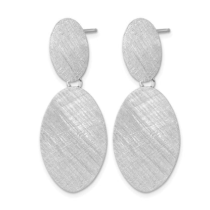 Sterlingsilber Rhodiniert Gebürstet Ovals Stecker Ohrhänger