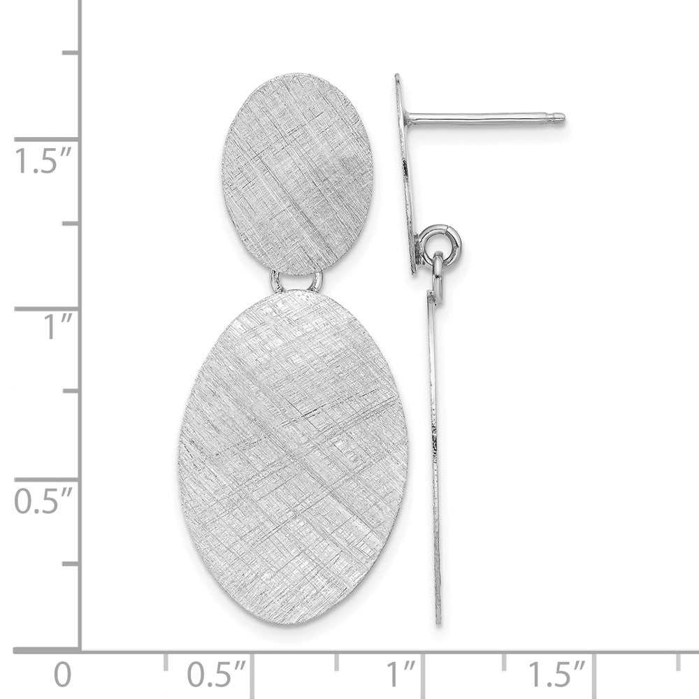 Sterlingsilber Rhodiniert Gebürstet Ovals Stecker Ohrhänger