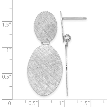 Sterlingsilber Rhodiniert Gebürstet Ovals Stecker Ohrhänger