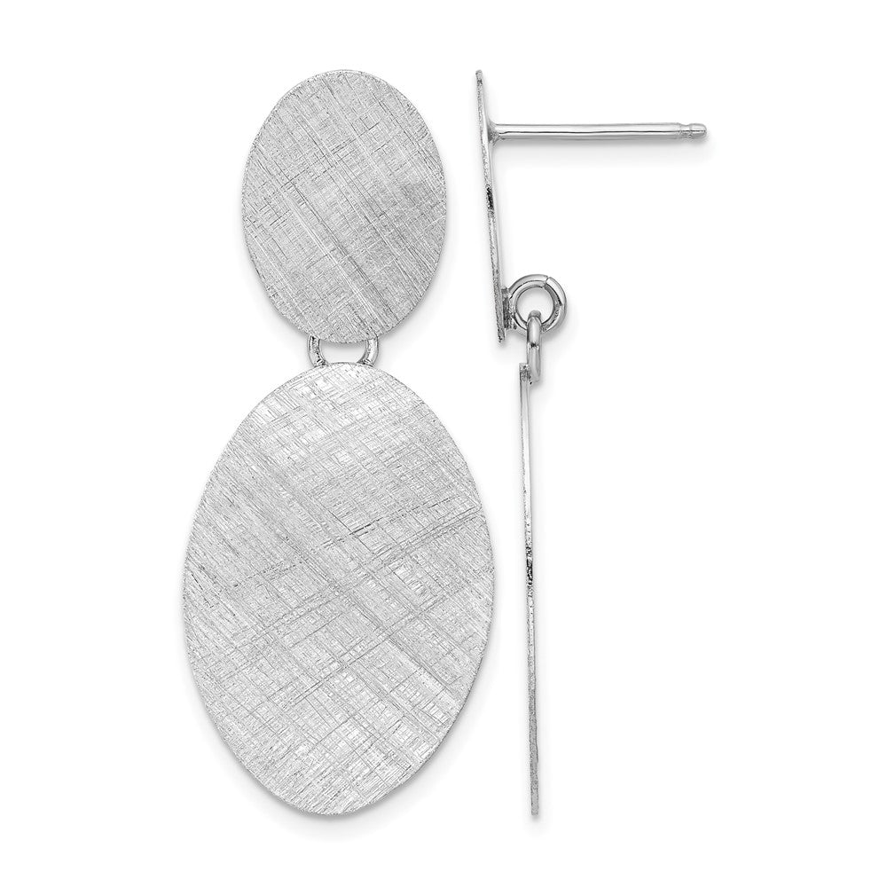 Sterlingsilber Rhodiniert Gebürstet Ovals Stecker Ohrhänger