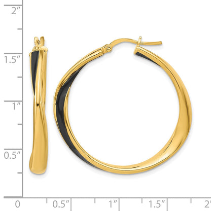 Sterlingsilber Goldfarben mit Schwarz Emaille Creolen