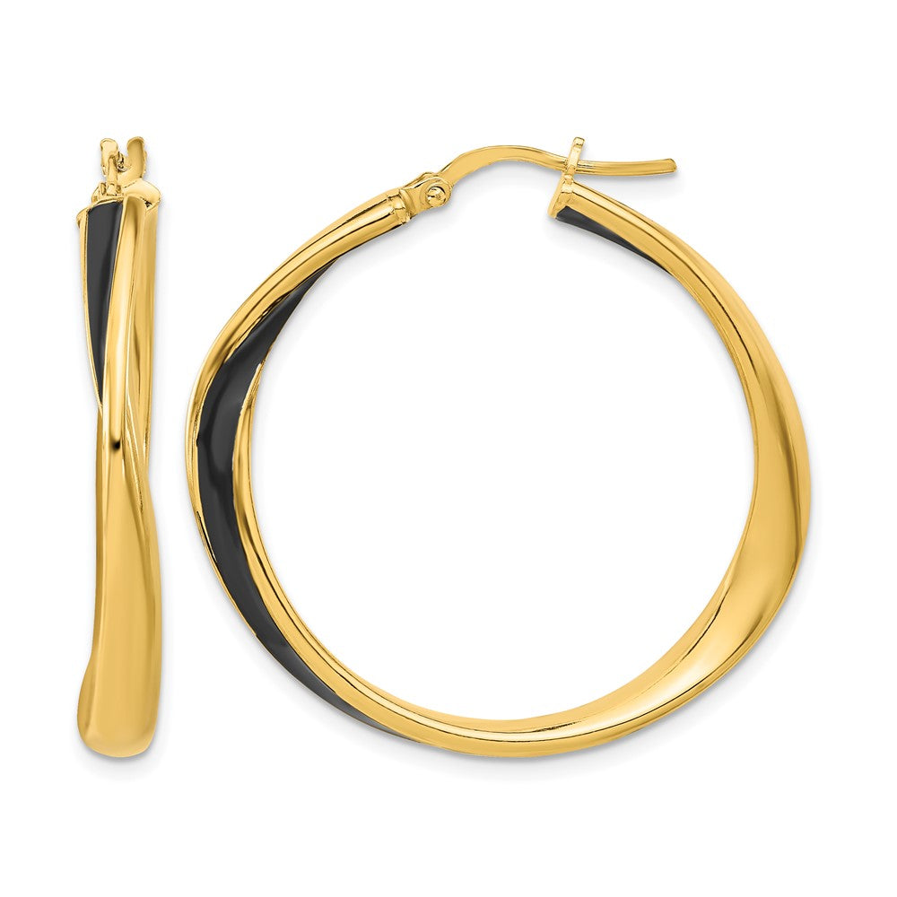 Sterlingsilber Goldfarben mit Schwarz Emaille Creolen