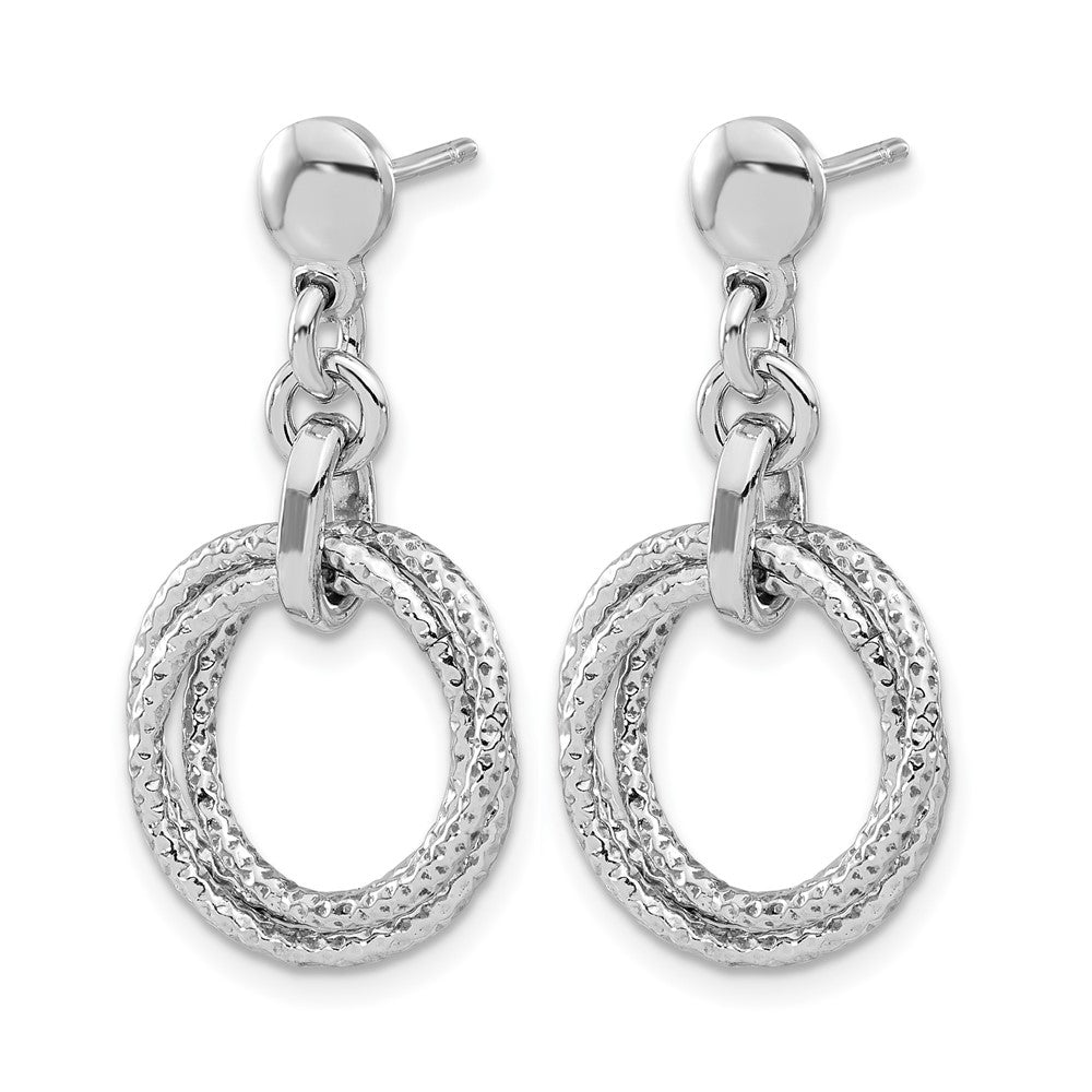 Sterlingsilber Rhodiniert Kreise Stecker Ohrhänger