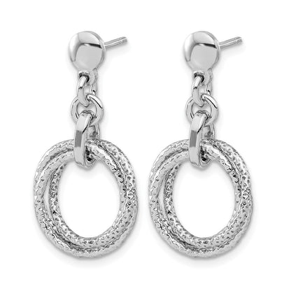 Sterlingsilber Rhodiniert Kreise Stecker Ohrhänger