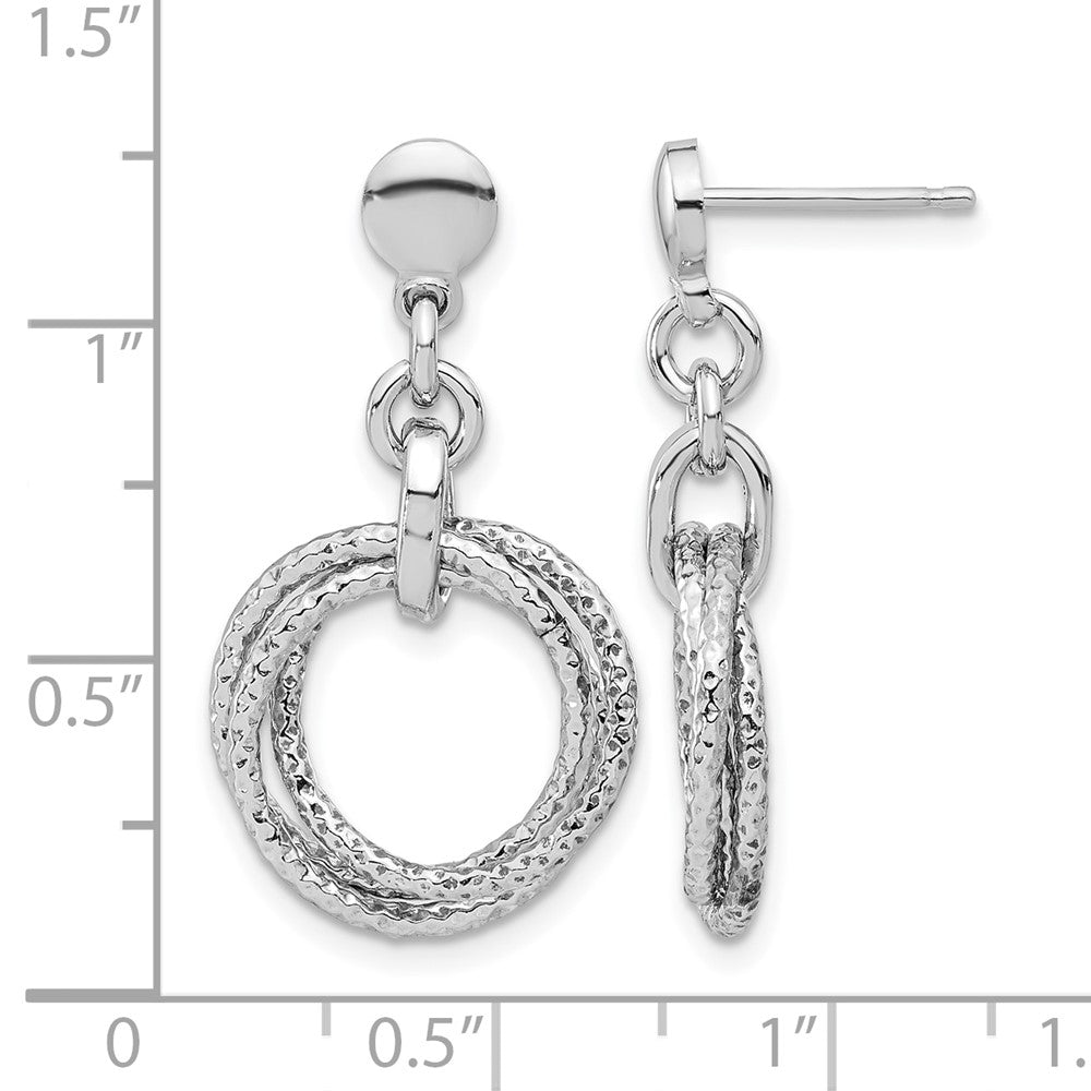 Sterlingsilber Rhodiniert Kreise Stecker Ohrhänger
