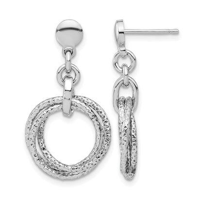 Sterlingsilber Rhodiniert Kreise Stecker Ohrhänger