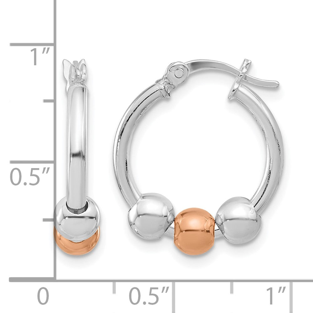 Sterlingsilber Rhodiniert und Roséfarben Gekugelt Creolen