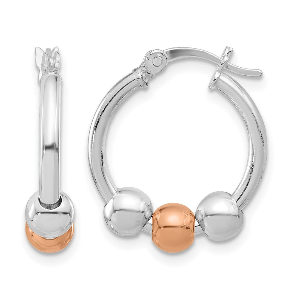 Sterlingsilber Rhodiniert und Roséfarben Gekugelt Creolen