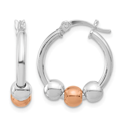 Sterlingsilber Rhodiniert und Roséfarben Gekugelt Creolen