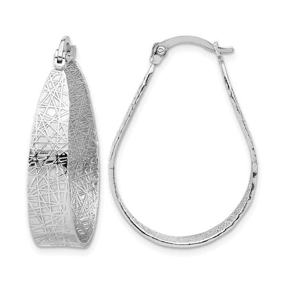 Sterlingsilber Rhodiniert Strukturiert Creolen