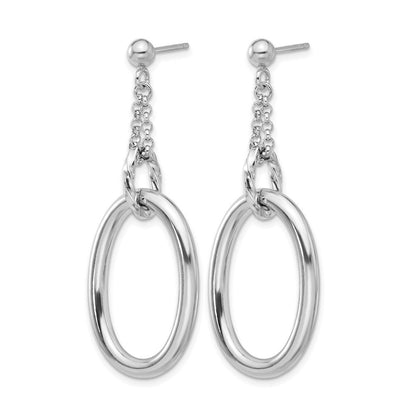 Sterlingsilber Rhodiniert Oval Stecker Ohrhänger
