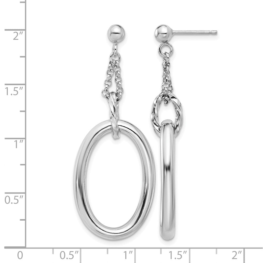 Sterlingsilber Rhodiniert Oval Stecker Ohrhänger