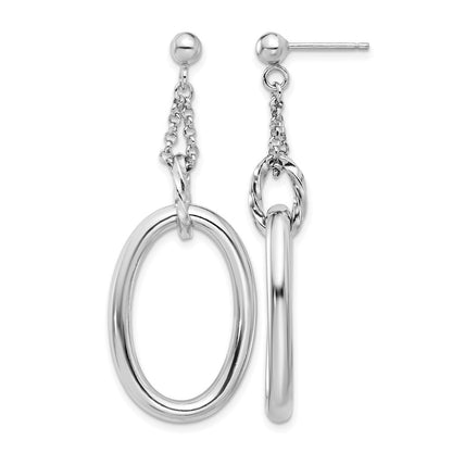 Sterlingsilber Rhodiniert Oval Stecker Ohrhänger
