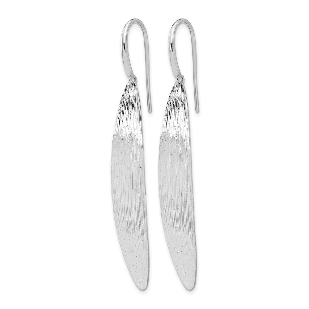 Sterlingsilber Rhodiniert Plt Poliert / Diamant Schliff Oval Hirte Haken Earri
