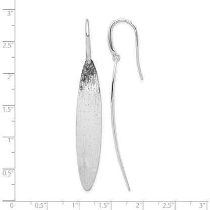 Sterlingsilber Rhodiniert Plt Poliert / Diamant Schliff Oval Hirte Haken Earri