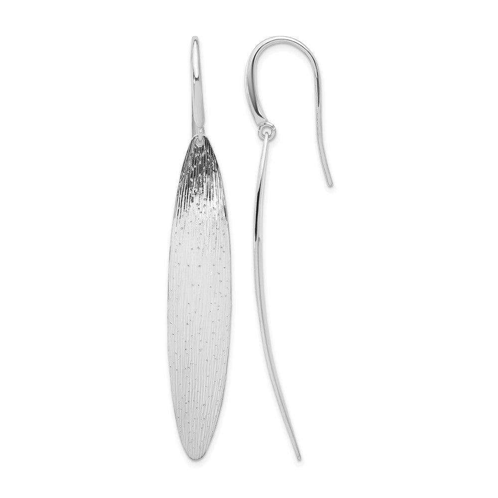 Sterlingsilber Rhodiniert Plt Poliert / Diamant Schliff Oval Hirte Haken Earri