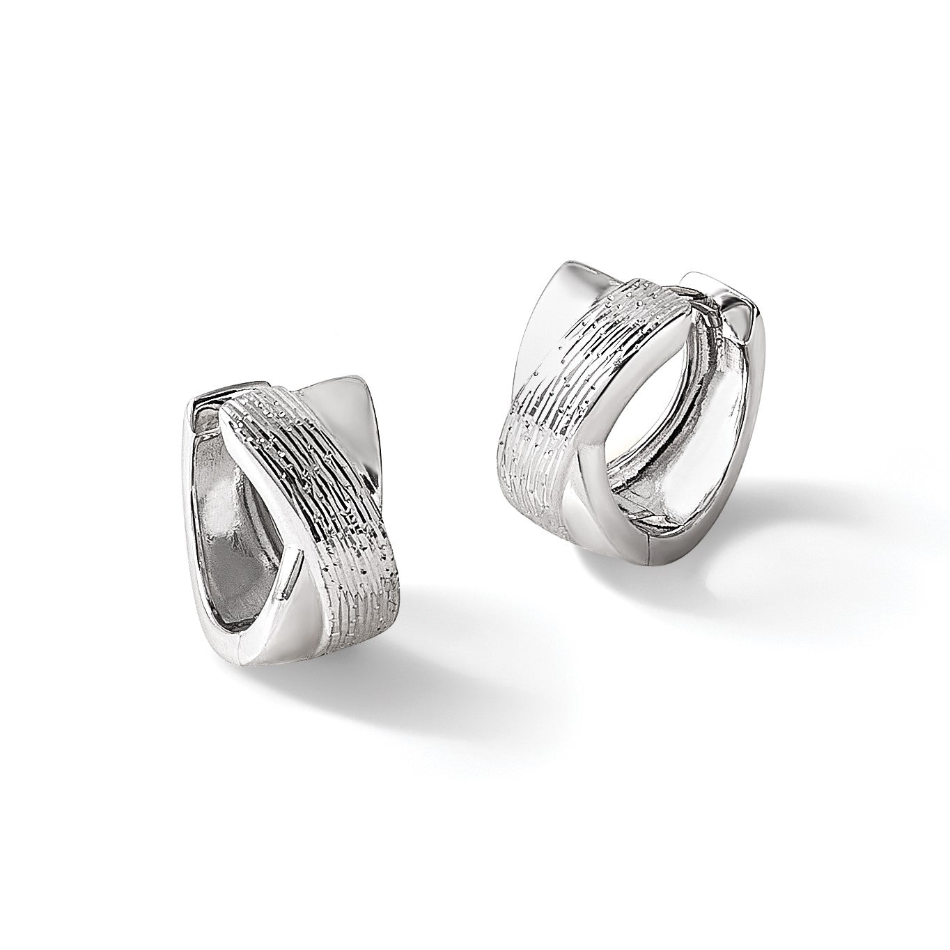 Sterlingsilber Rhodiniert und Diamantiert Klappbar Creolen