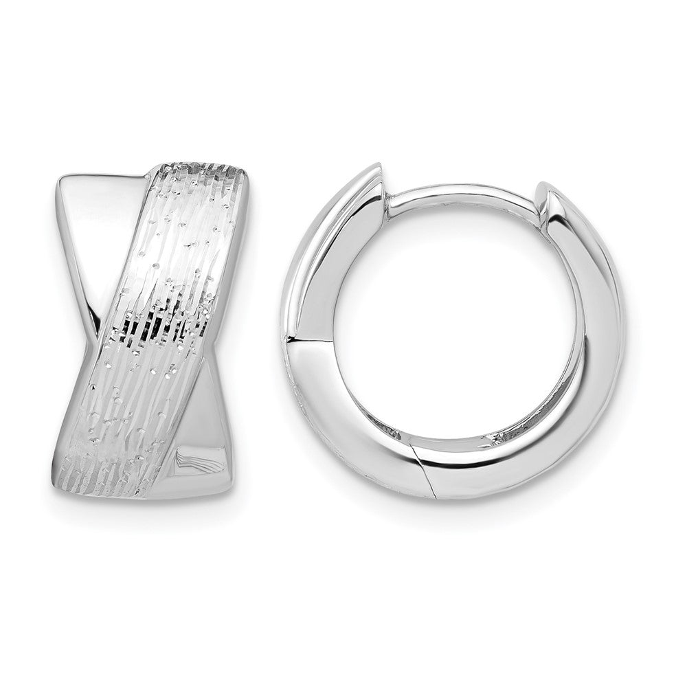 Sterlingsilber Rhodiniert und Diamantiert Klappbar Creolen