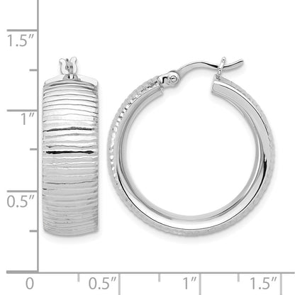 Sterlingsilber Rhodiniert und Diamantiert Creolen