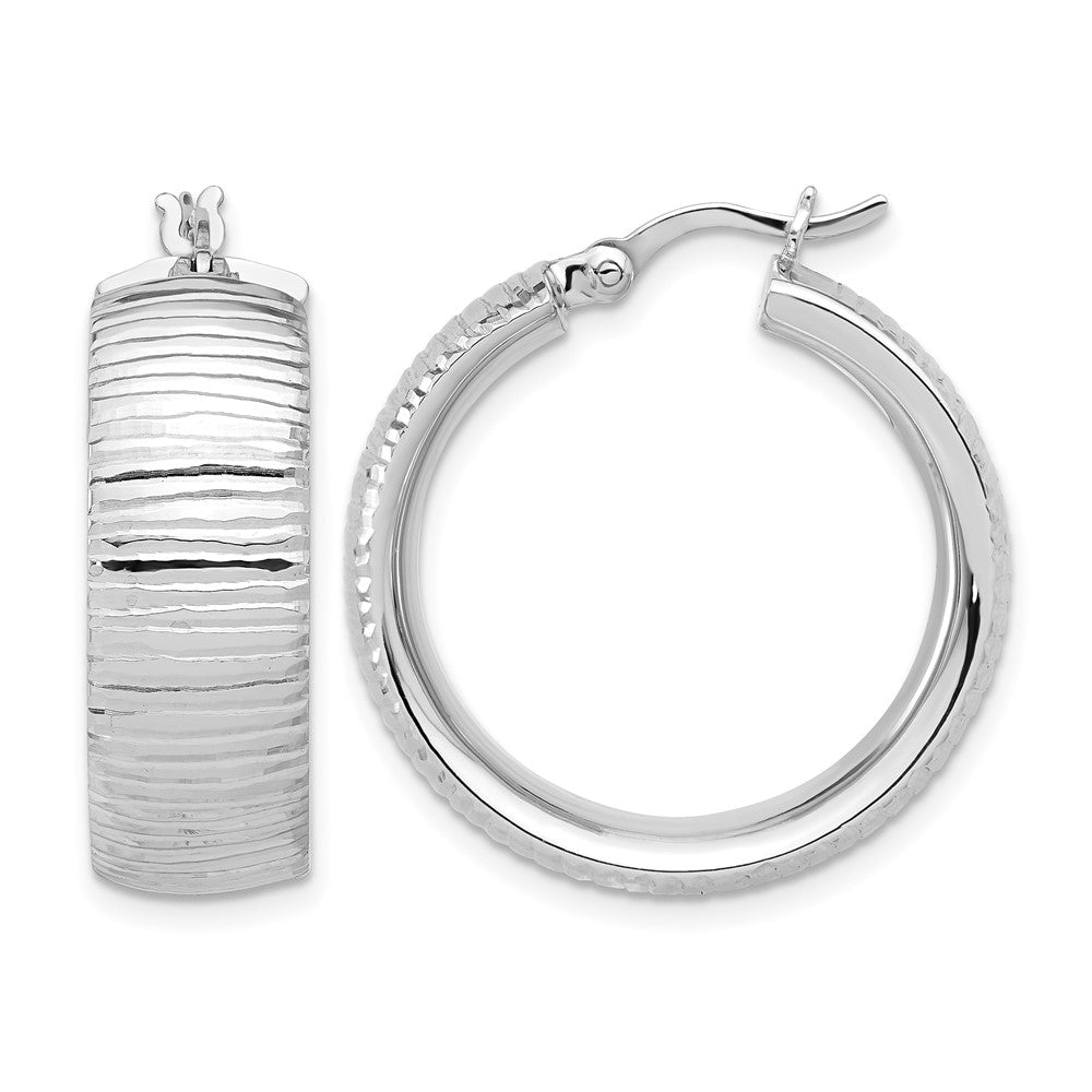 Sterlingsilber Rhodiniert und Diamantiert Creolen
