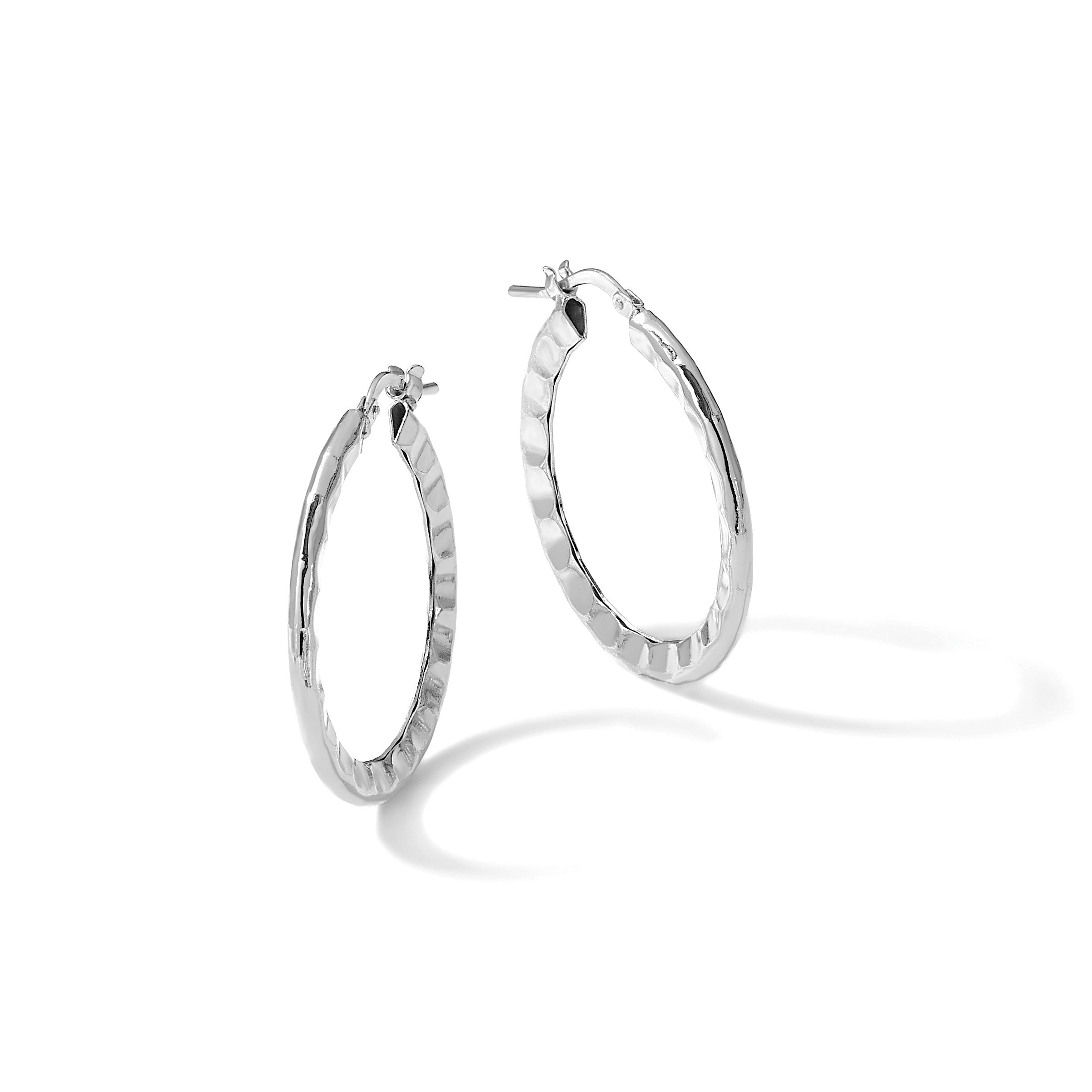 Sterlingsilber Rhodiniert Poliert/hammered Creolen