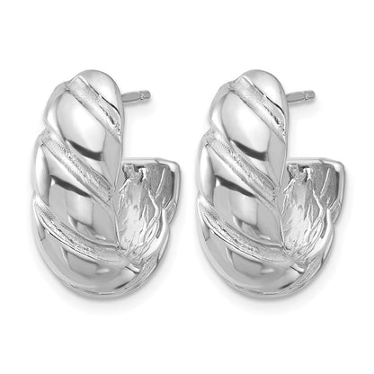 Sterlingsilber Rhodiniert Poliert/grooved Hohl J Creolen