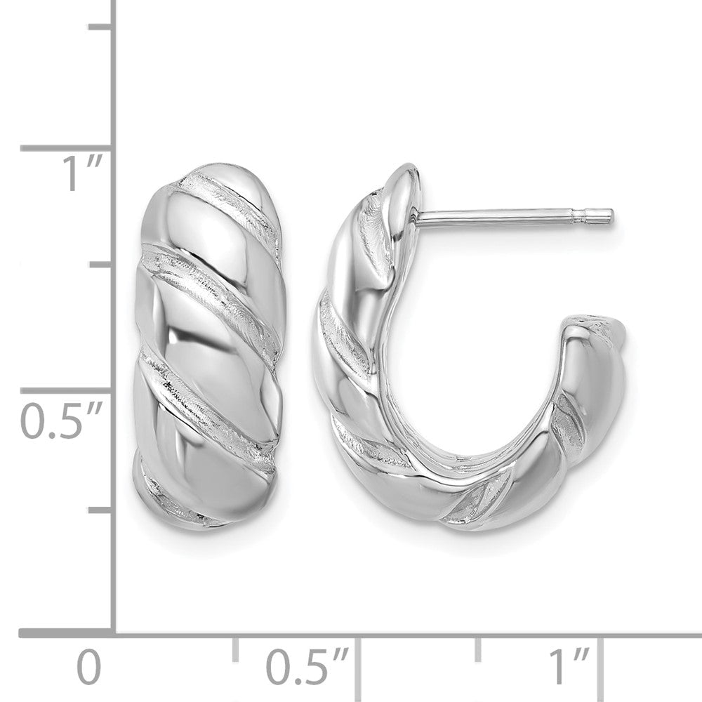 Sterlingsilber Rhodiniert Poliert/grooved Hohl J Creolen