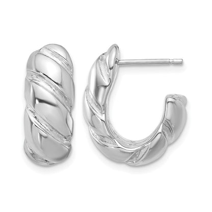 Sterlingsilber Rhodiniert Poliert/grooved Hohl J Creolen