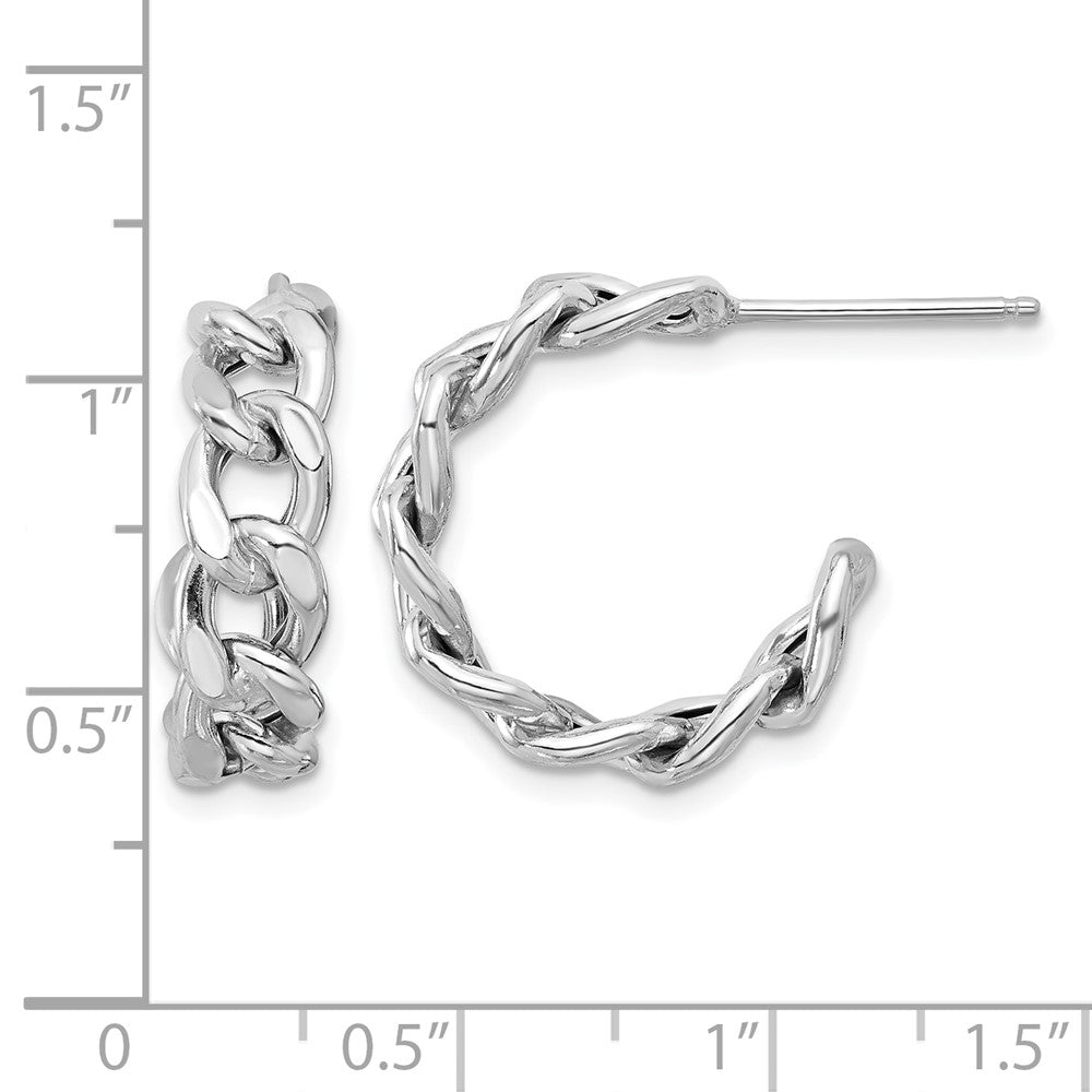 Sterlingsilber Rhodiniert Poliert Panzer Kette Stecker C Creolen