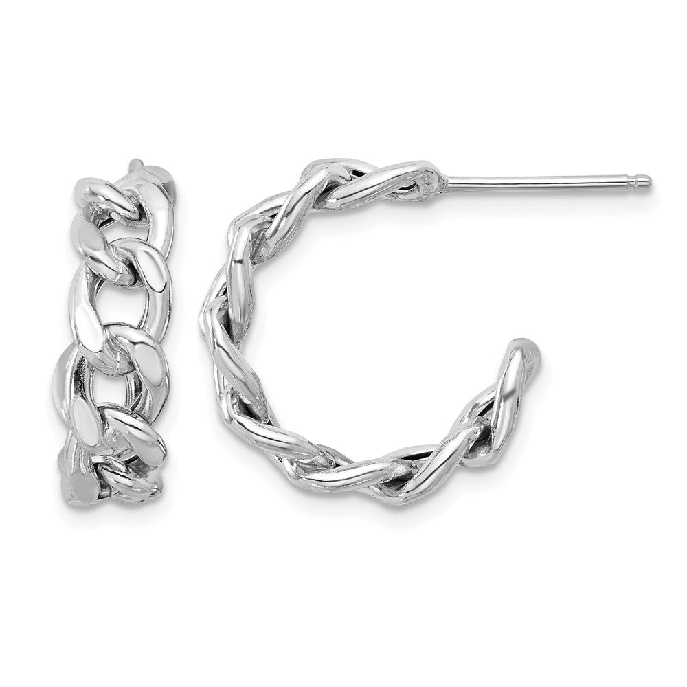 Sterlingsilber Rhodiniert Poliert Panzer Kette Stecker C Creolen