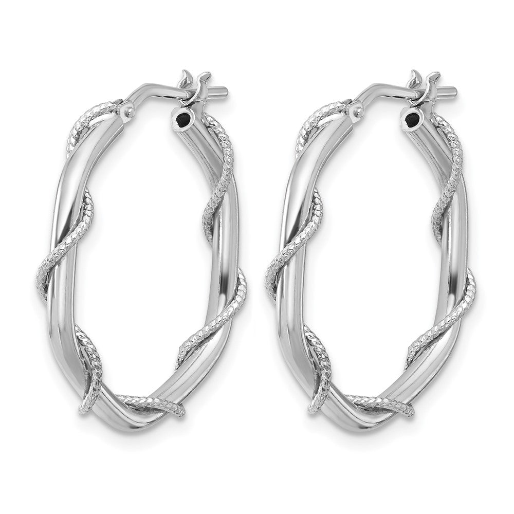 Sterlingsilber Rhodiniert Poliert/textured/twisted Creolen