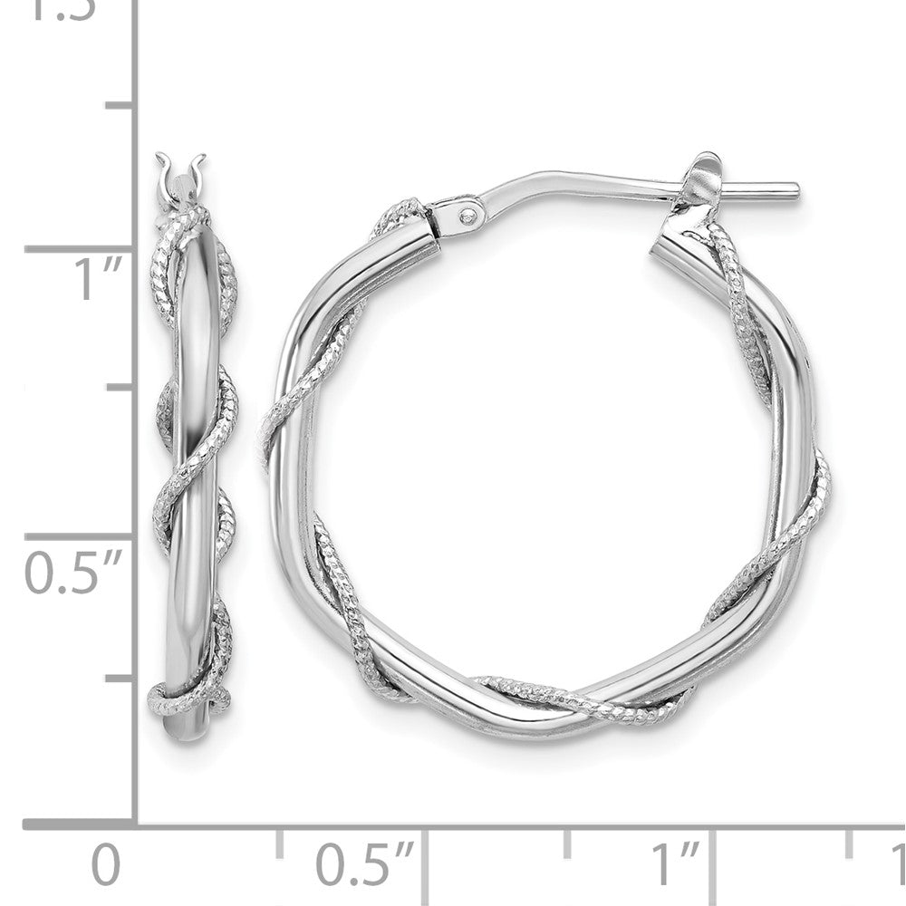 Sterlingsilber Rhodiniert Poliert/textured/twisted Creolen