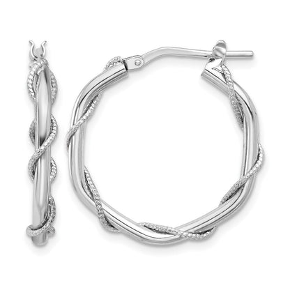 Sterlingsilber Rhodiniert Poliert/textured/twisted Creolen