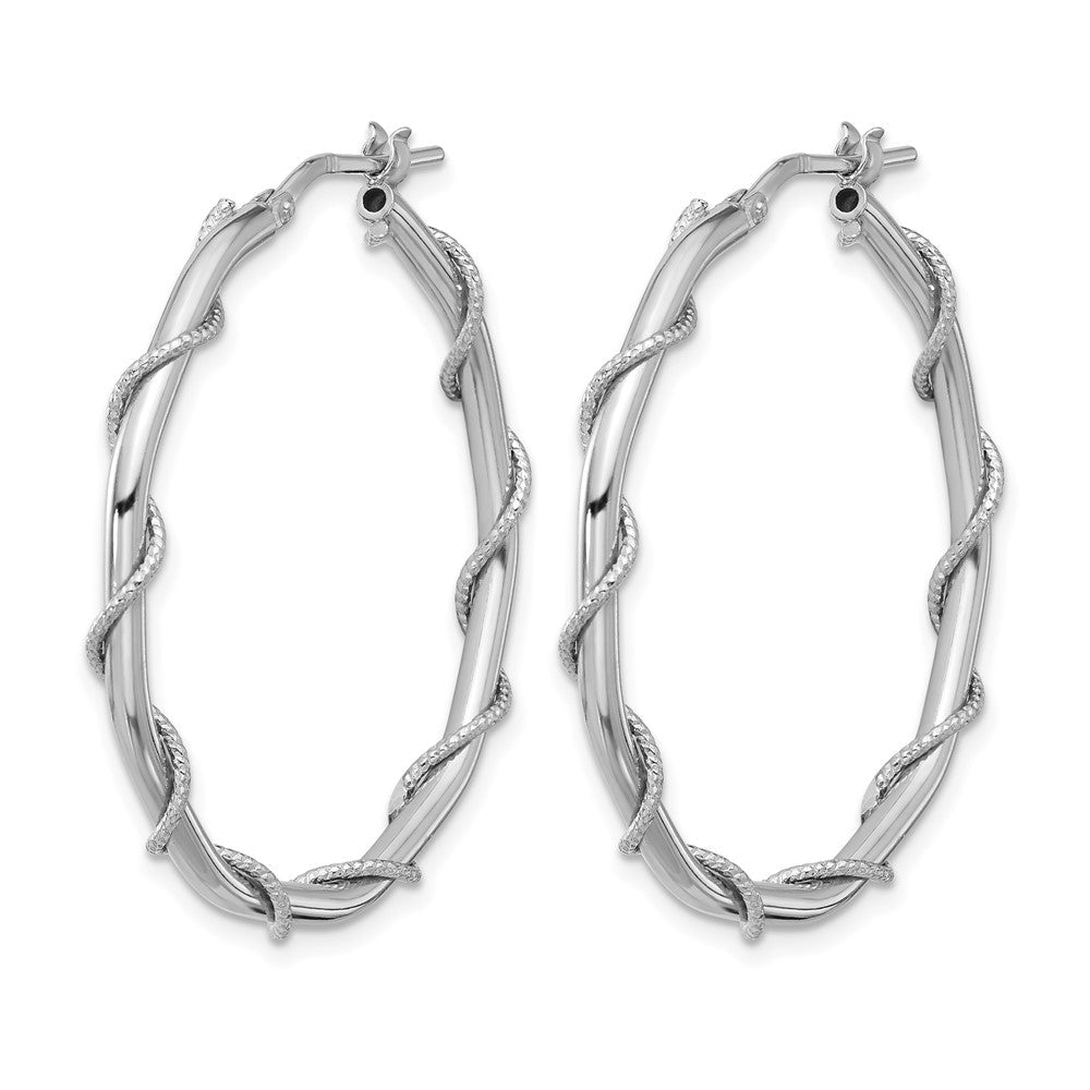 Sterlingsilber Rhodiniert Poliert/textured/twisted Creolen
