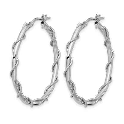 Sterlingsilber Rhodiniert Poliert/textured/twisted Creolen